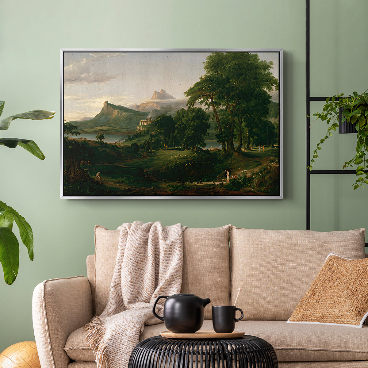 The Course of Empire: The Arcadian or Pastoral State, 1834 - Floater Framed Canvas Print