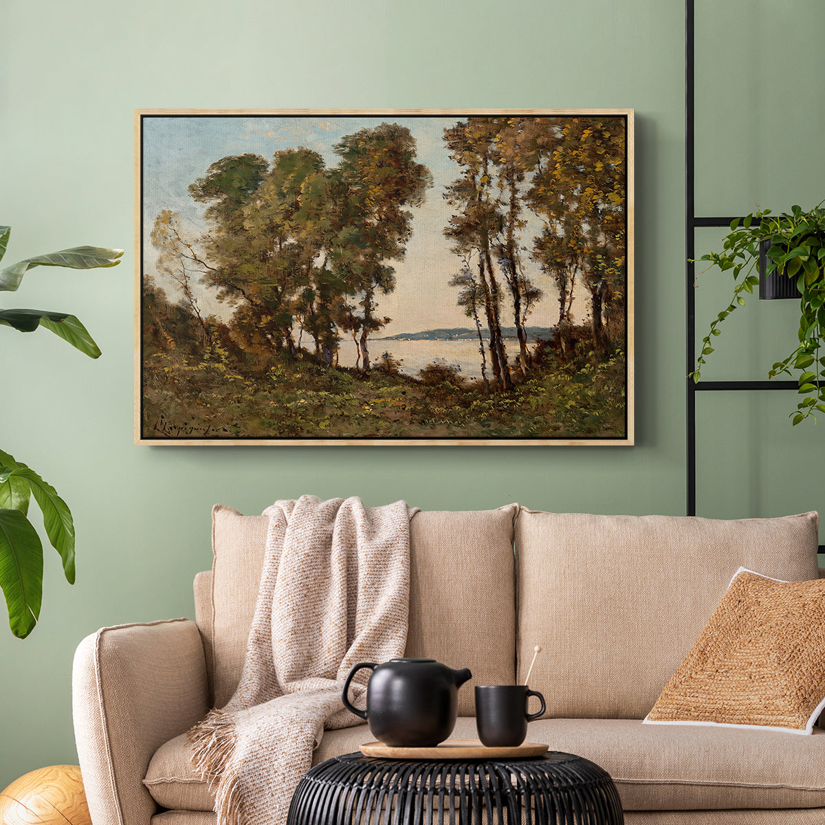 The Banks of the Allier, 1894 - Floater Framed Canvas Print