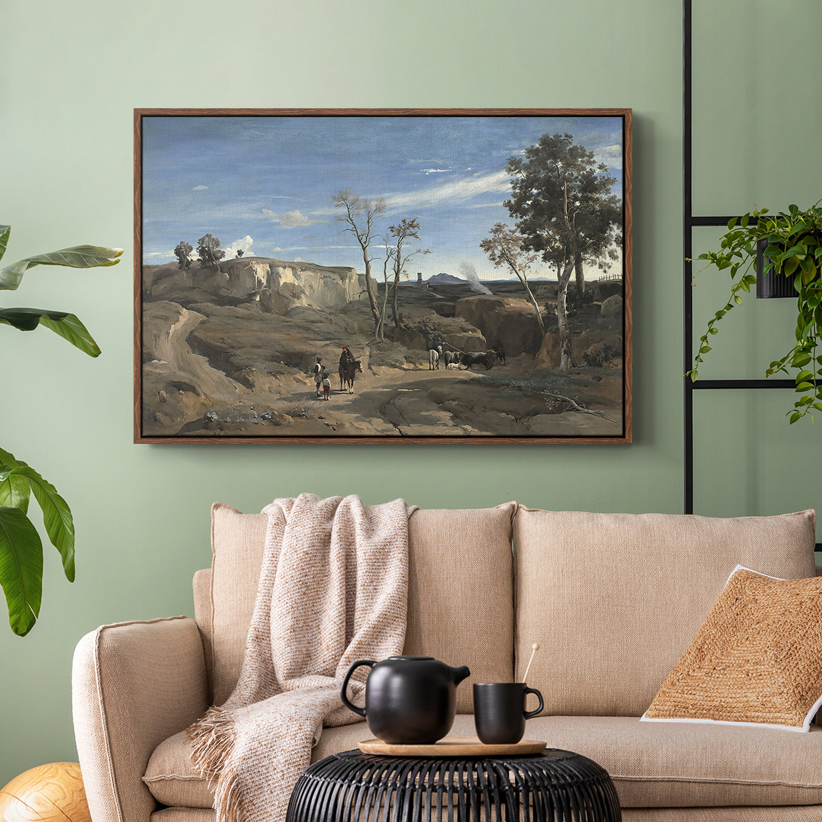 La Cervara, the Roman Campagna, c. 1830-1831 - Floater Framed Canvas Print