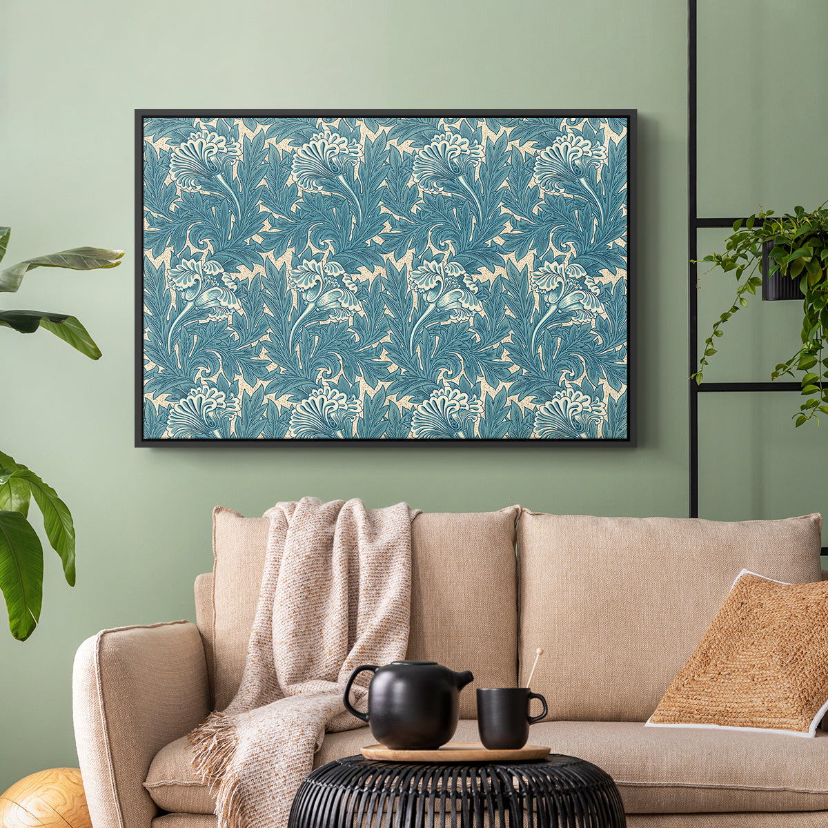 Tulip (Teal), 1875 - Floater Framed Canvas Print
