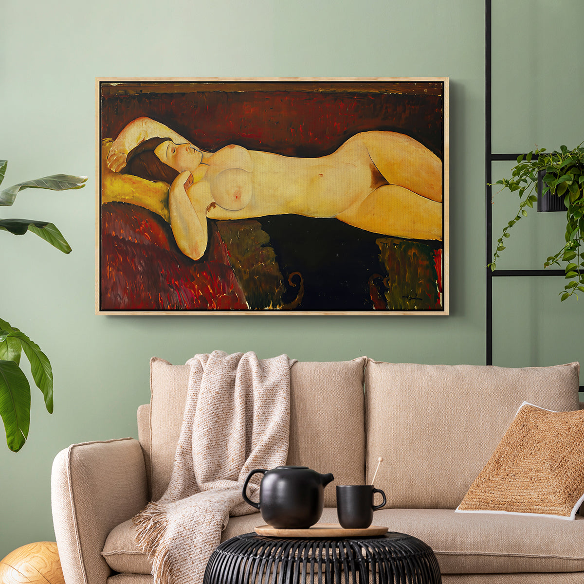 Reclining Nude (Nu couché), 1919 - Floater Framed Canvas Print