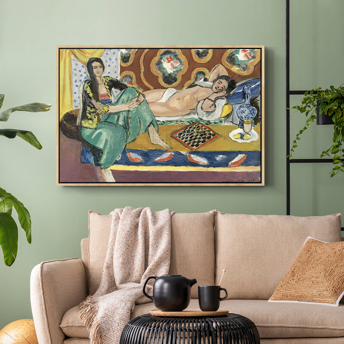 Odalisques Playing Checkers (Odalisques jouant aux dames), 1928 - Floater Framed Canvas Print