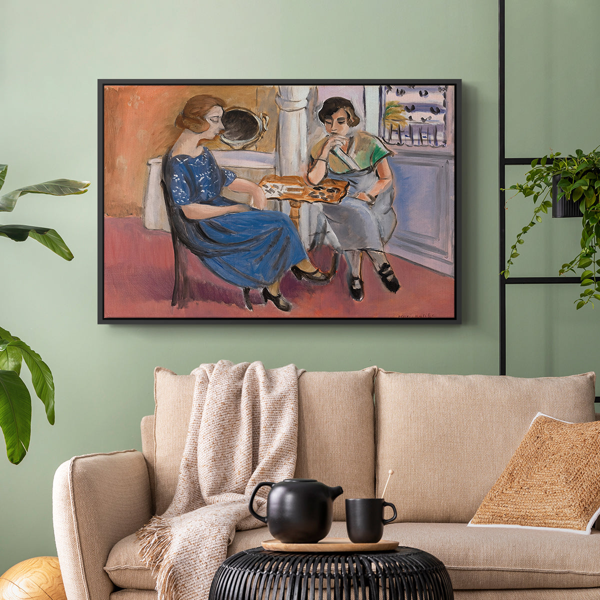 Domino Players, 1921 - Floater Framed Canvas Print