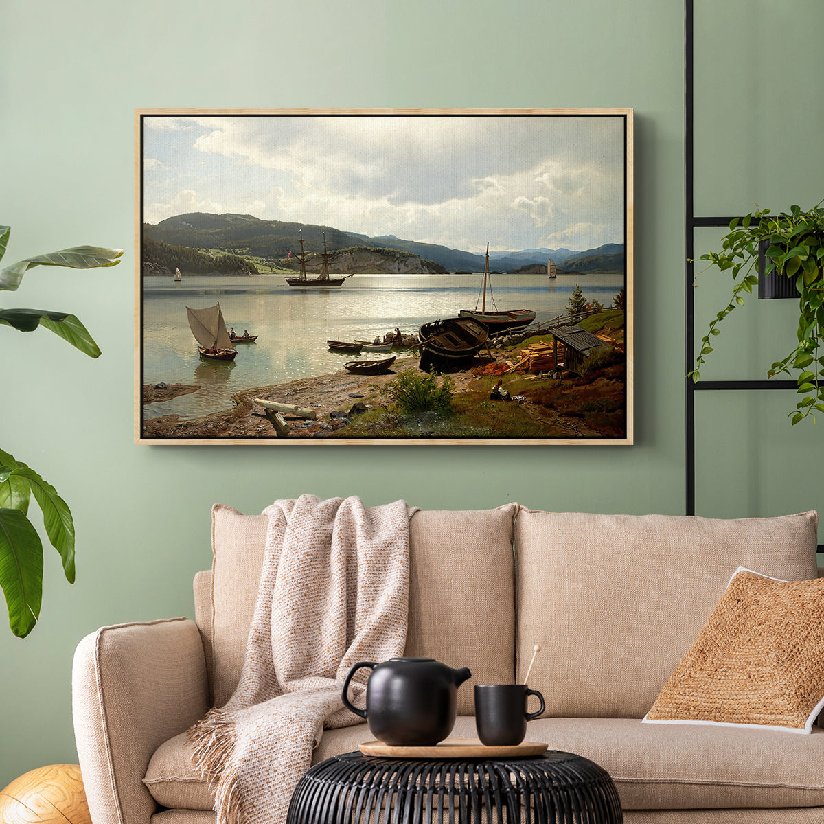By the Water, 1876 - Floater Framed Canvas Print