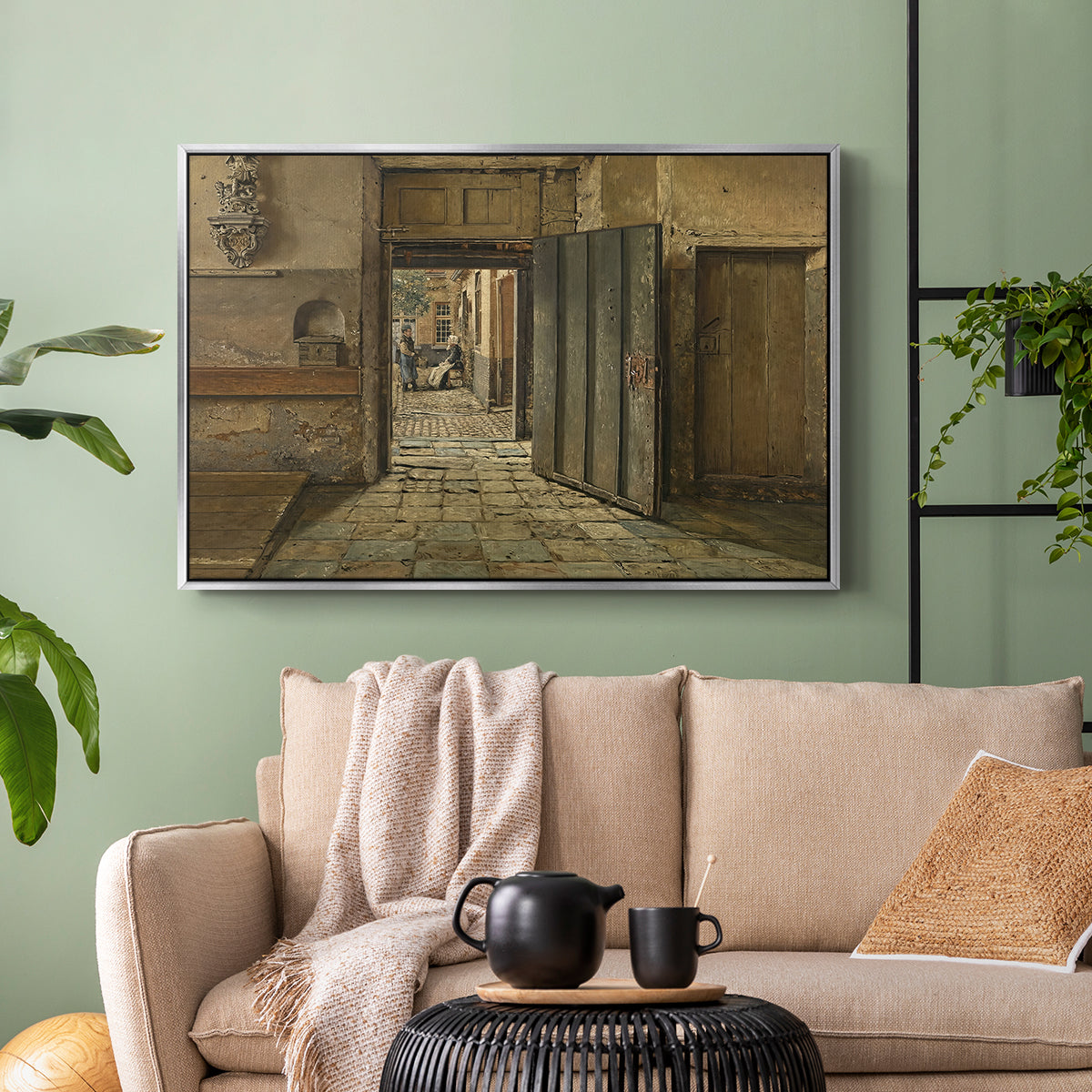 The Conversation, 1884 - Floater Framed Canvas Print