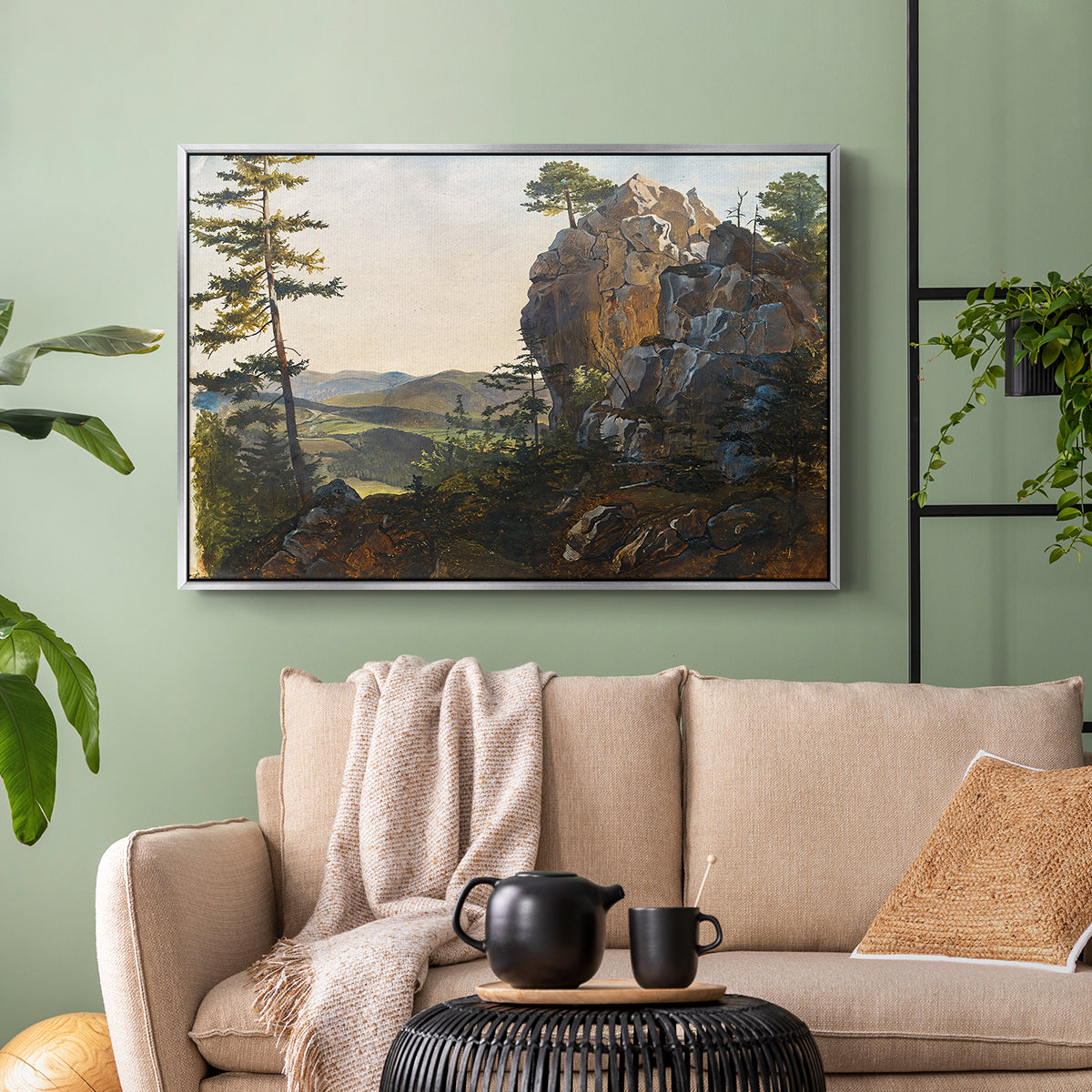 Landscape with the Balbersteine near Miesenbach, 1839 - Floater Framed Canvas Print