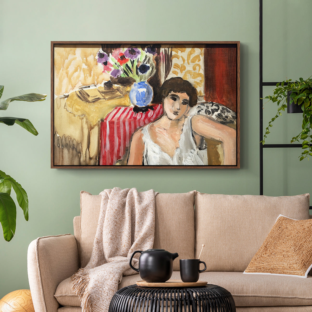 Woman Seated in an Armchair, c. 1920 - Floater Framed Canvas Print