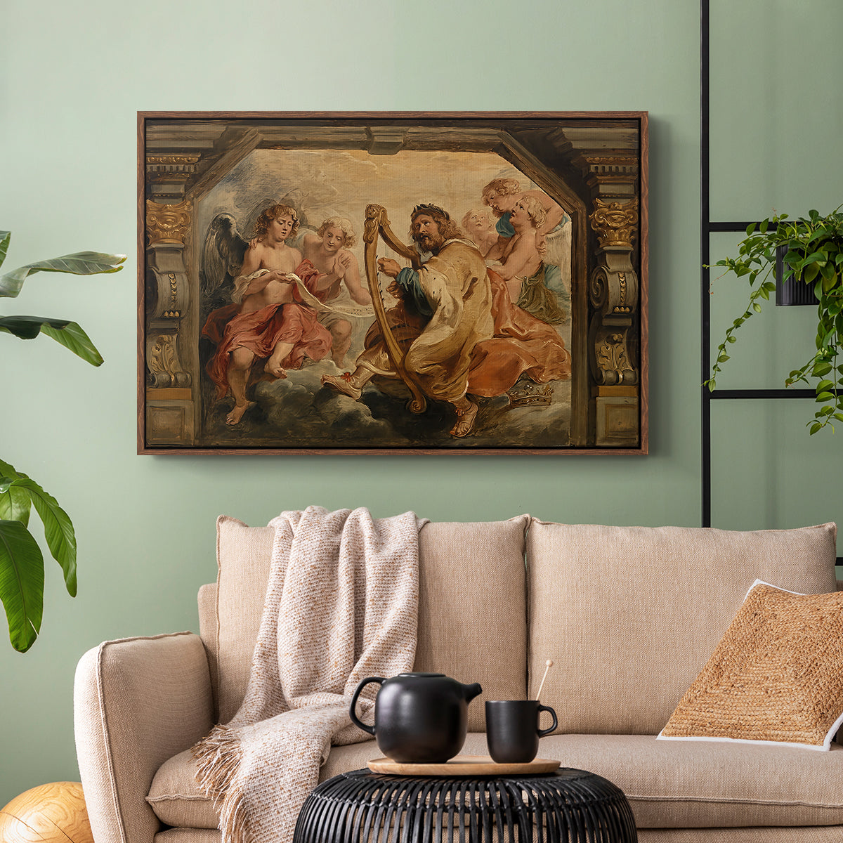 King David Playing the Harp, c. 1627-1628 - Floater Framed Canvas Print