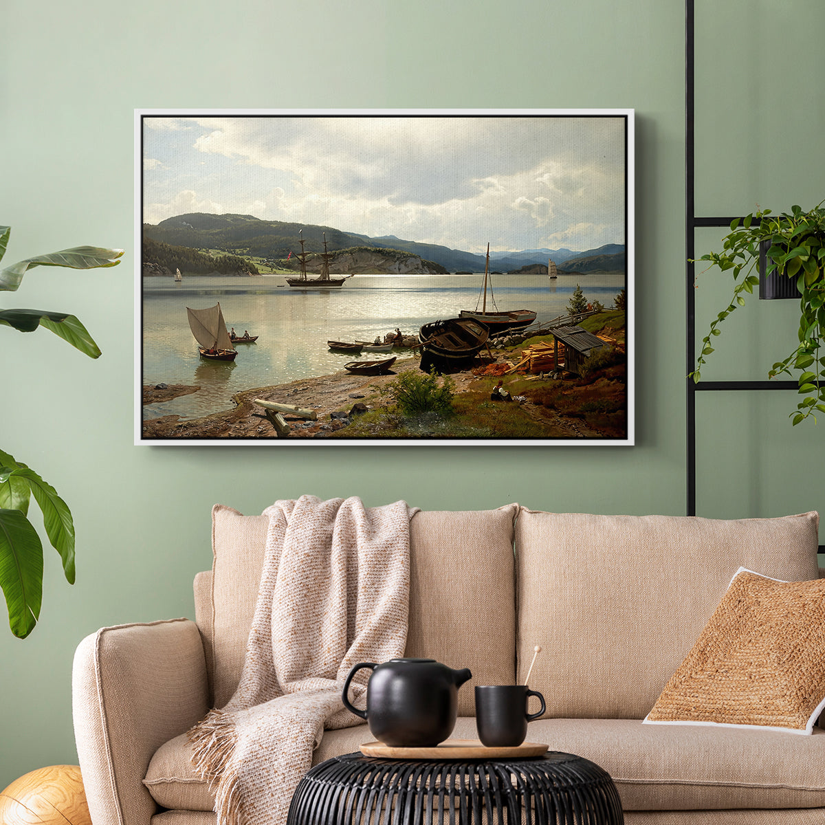By the Water, 1876 - Floater Framed Canvas Print