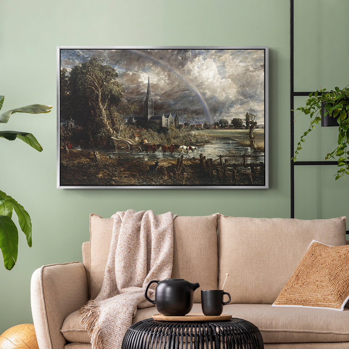 Salisbury Cathedral from the Meadows (Detail), 1831 - Floater Framed Canvas Print