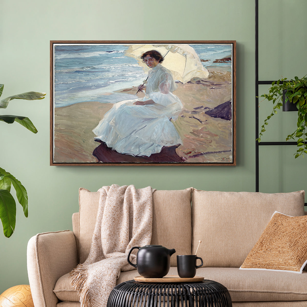 Clotilde on the Beach, 1904 - Floater Framed Canvas Print