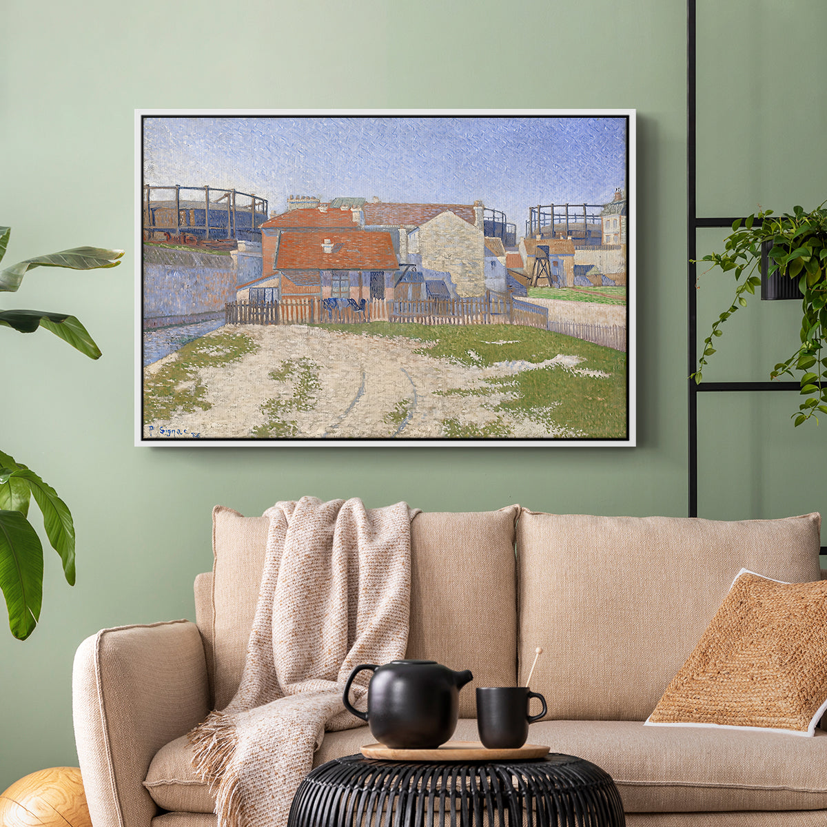 Gasometers at Clichy, 1886 - Floater Framed Canvas Print