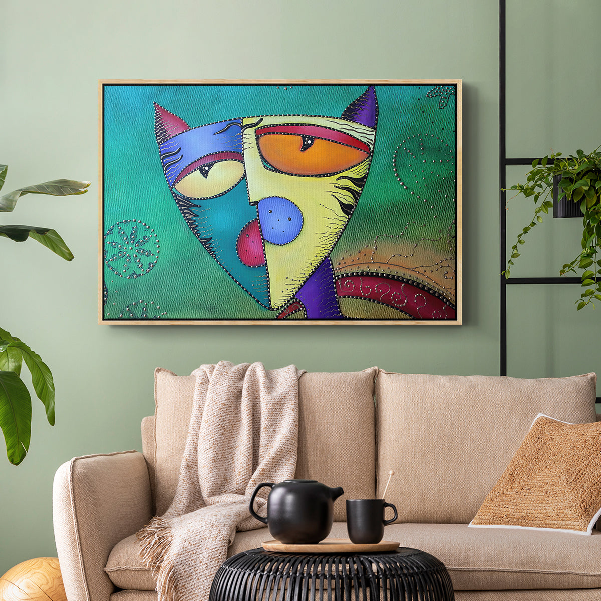 Celestial Cat - Floater Framed Canvas Print