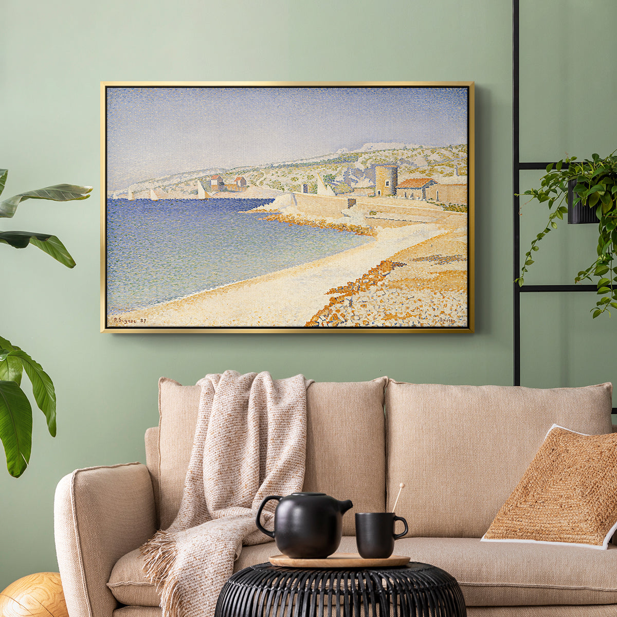 The Jetty at Cassis, Opus 198, 1889 - Floater Framed Canvas Print
