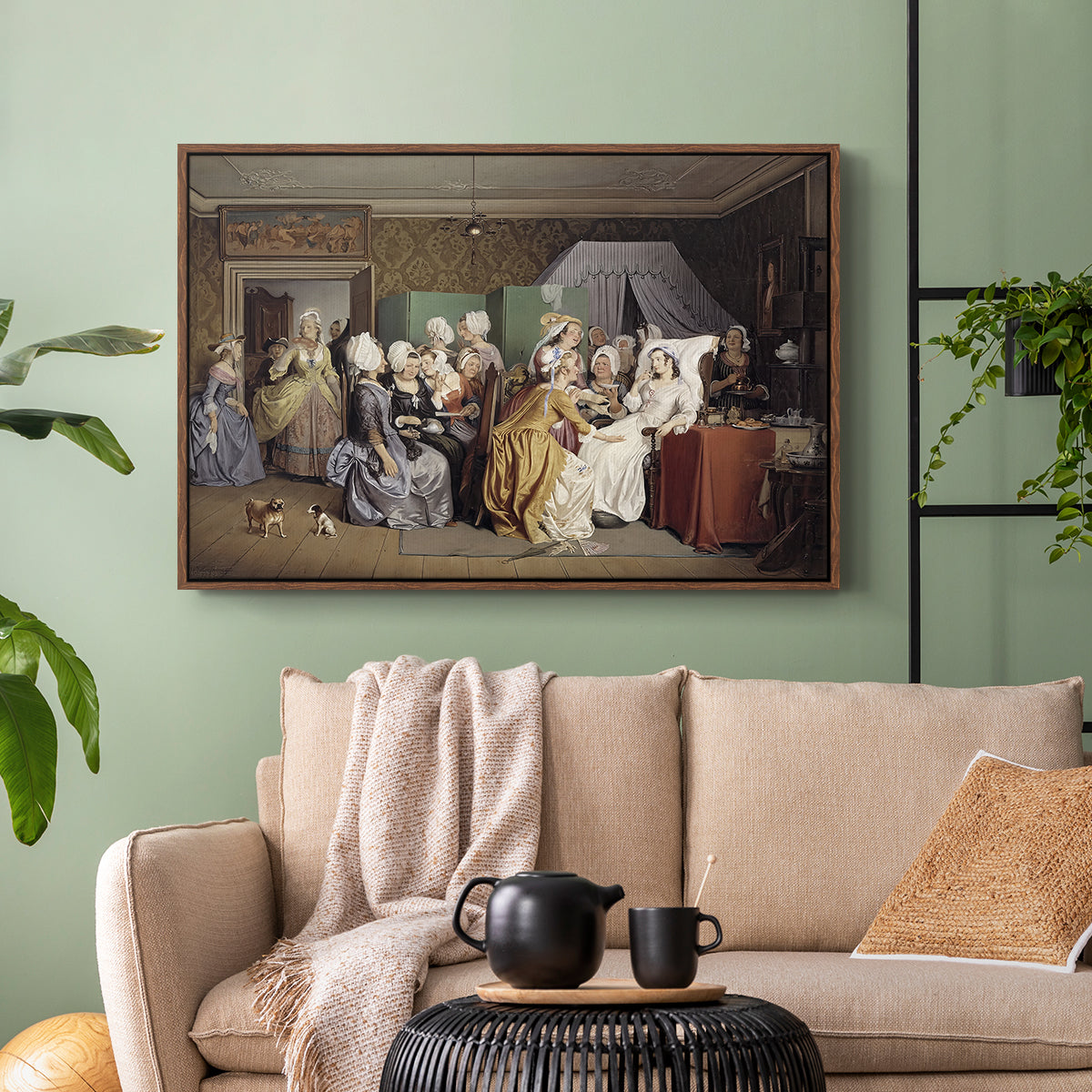 The Maternity Room (Scene from "Barselstuen"), 1845 - Floater Framed Canvas Print