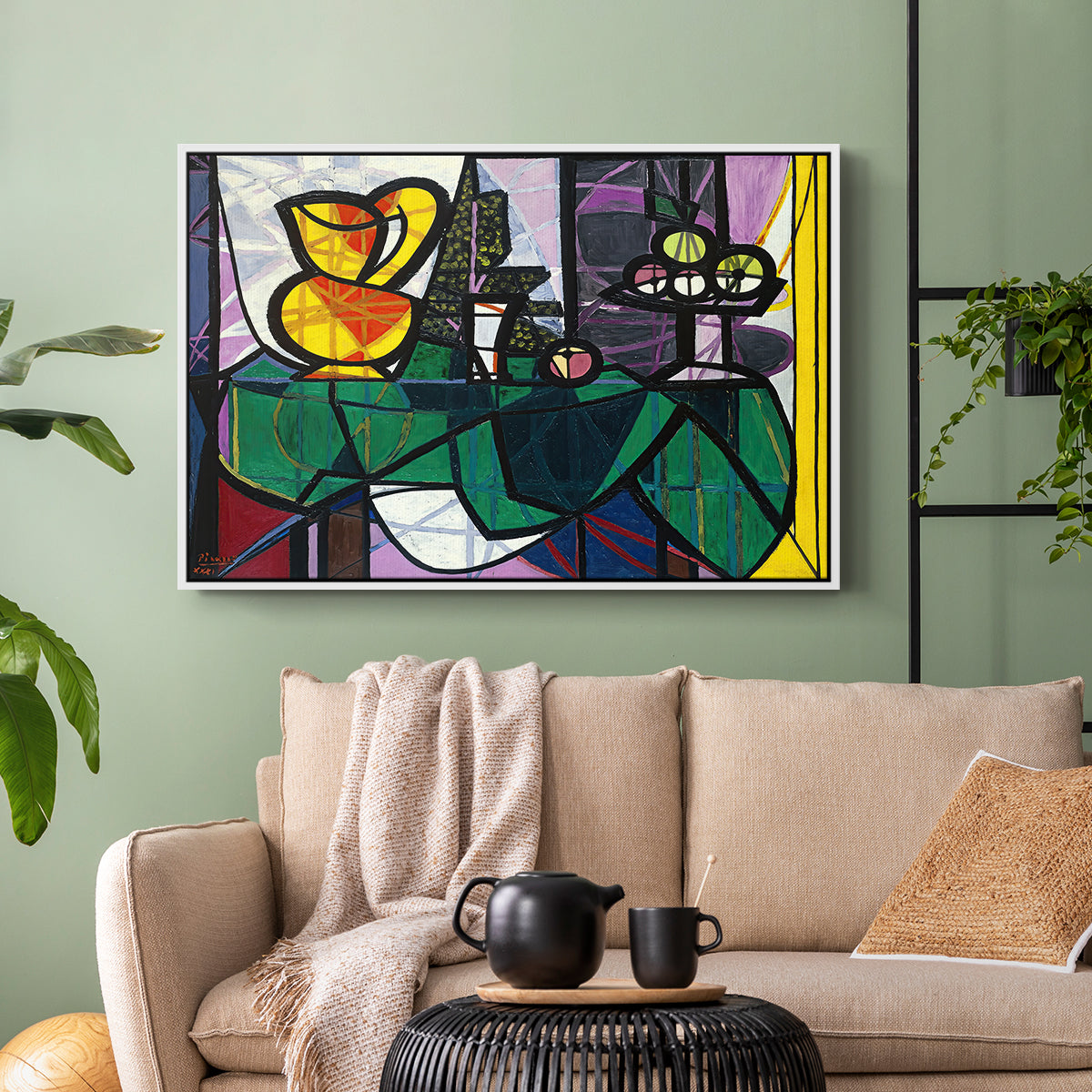 Pitcher and Bowl of Fruit, 1931 - Floater Framed Canvas Print