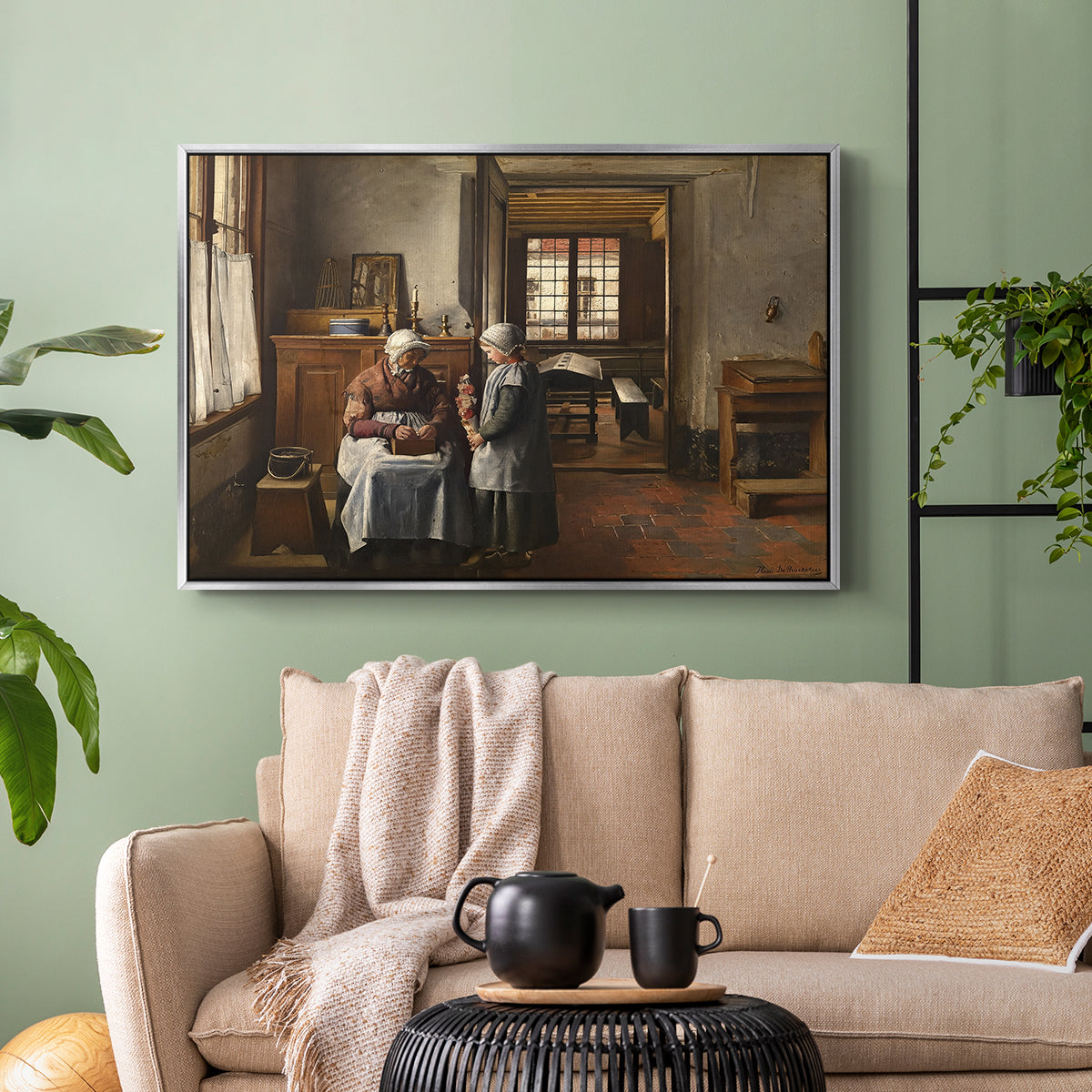 Grandmother's Feast, 1873 - Floater Framed Canvas Print
