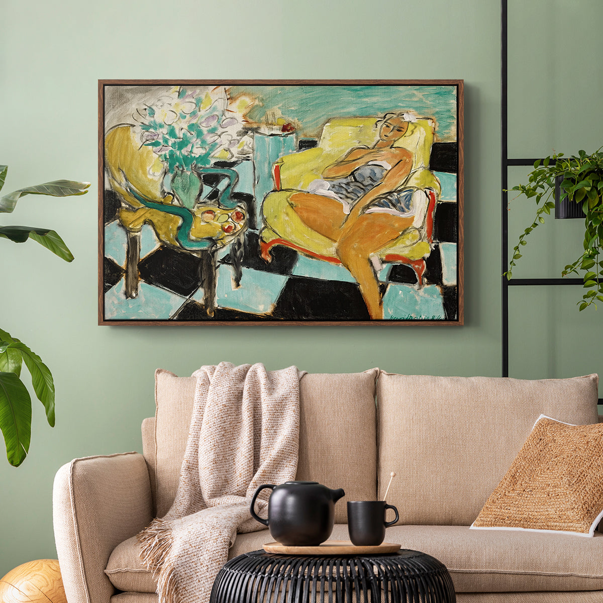 Seated Woman with Flower, 1942 - Floater Framed Canvas Print