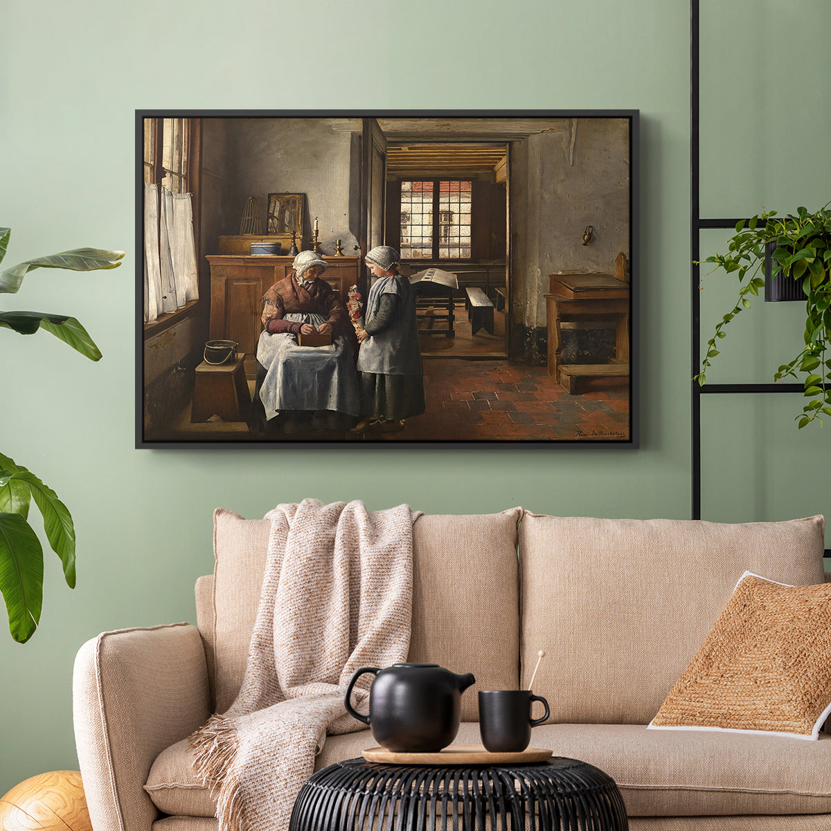 Grandmother's Feast, 1873 - Floater Framed Canvas Print