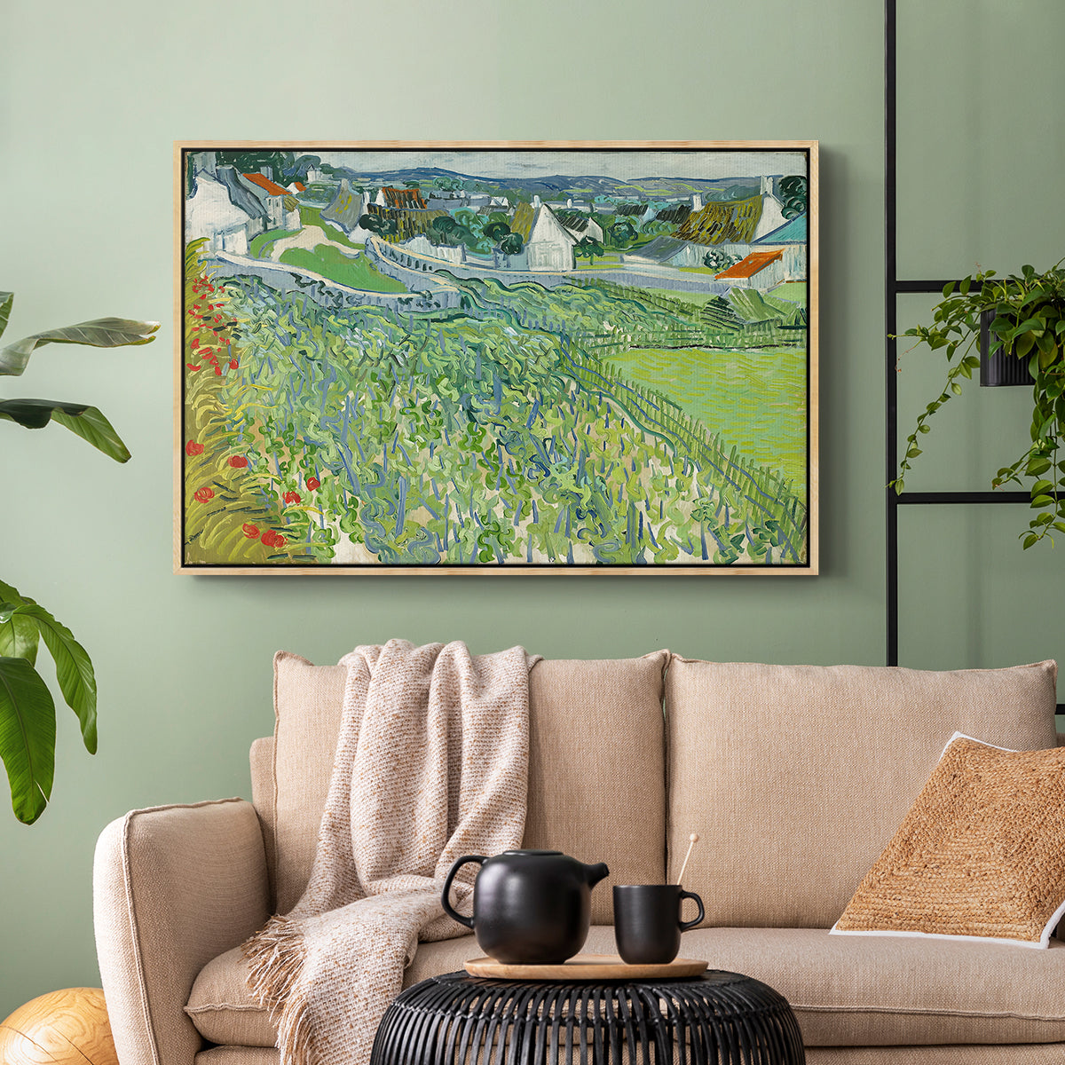 Vineyards at Auvers, 1890 - Floater Framed Canvas Print