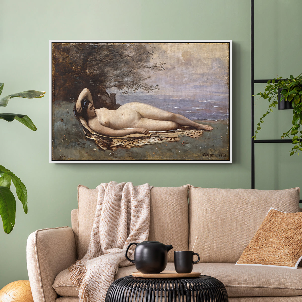 Bacchante by the Sea, 1865 - Floater Framed Canvas Print