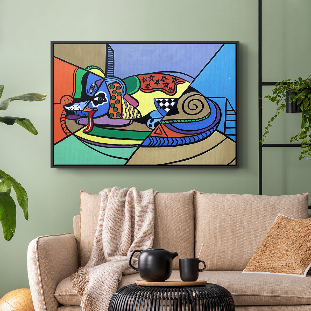 A Dog Named Picasso - Floater Framed Canvas Print
