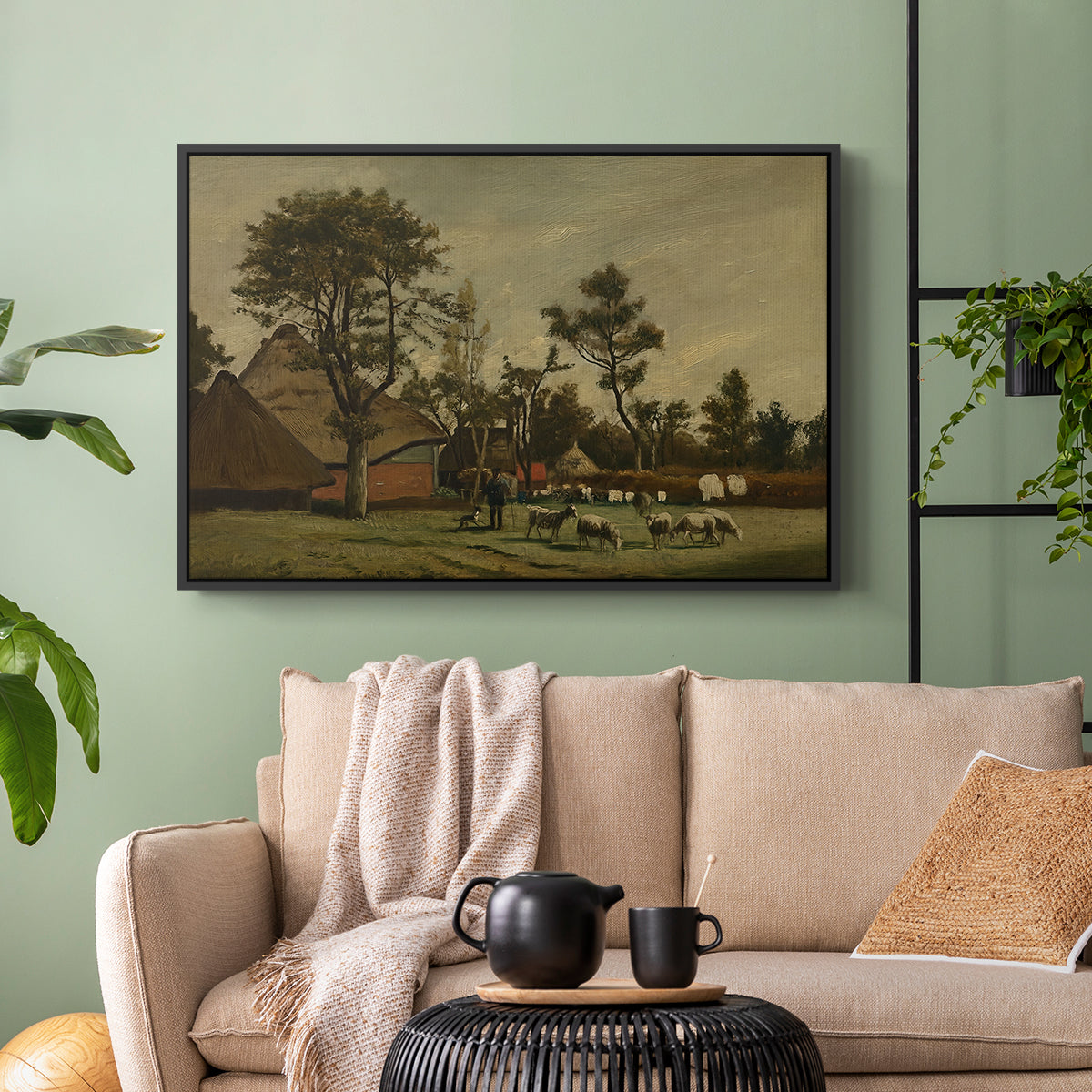 Farmhouse, c. 1865-1875 - Floater Framed Canvas Print