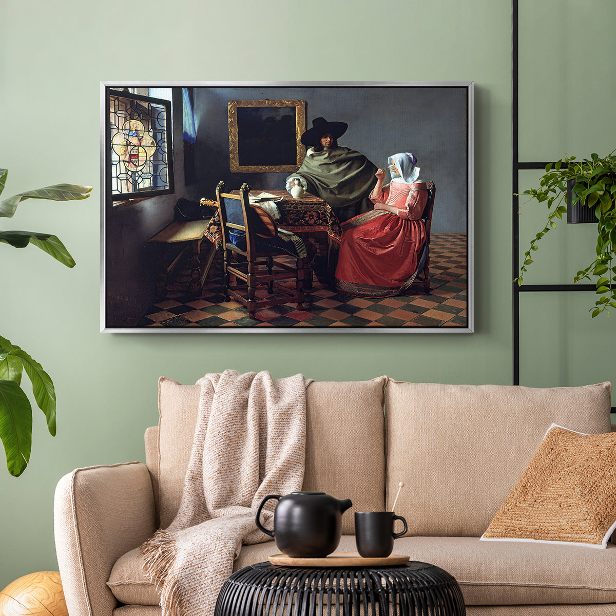 The Glass of Wine, c. 1660 - Floater Framed Canvas Print