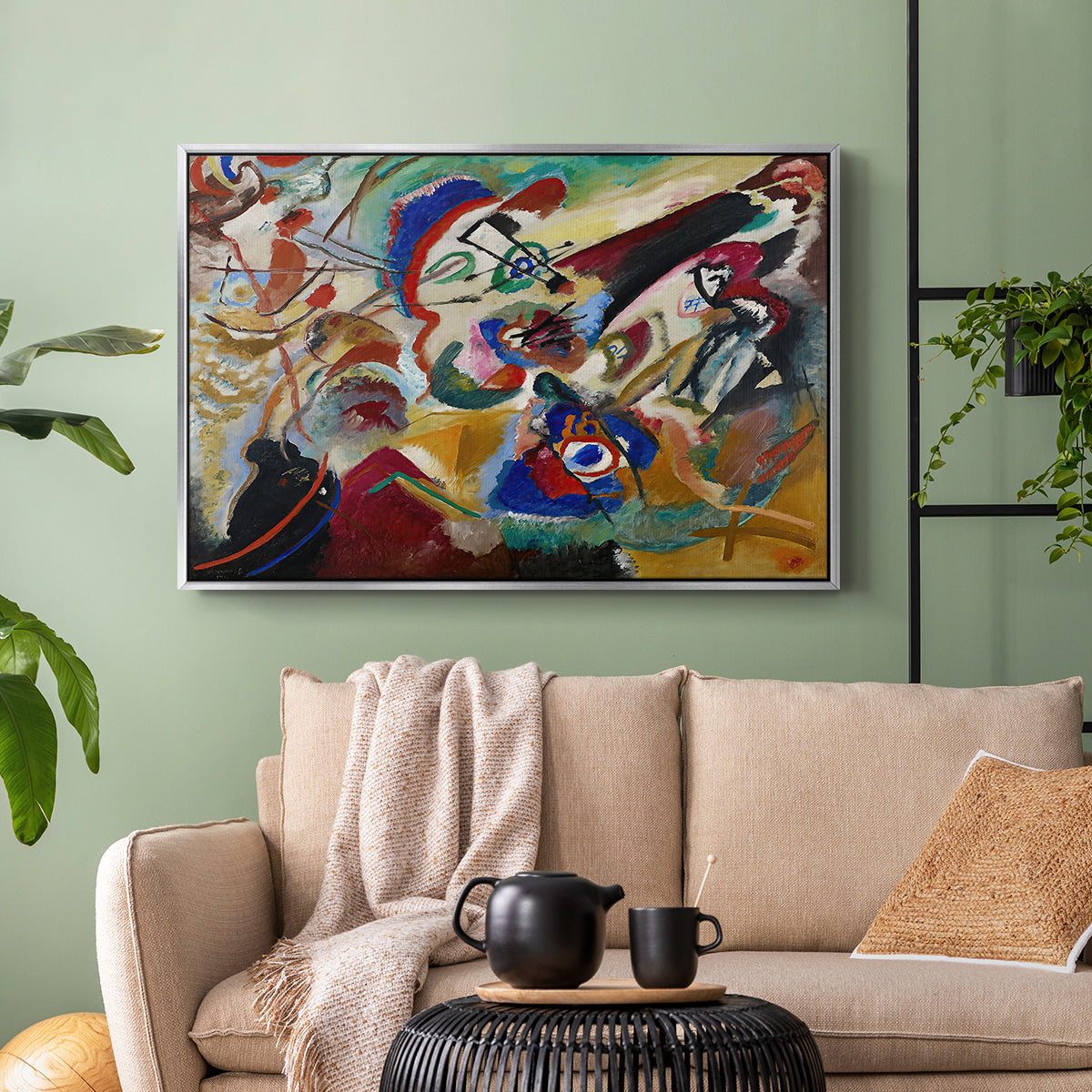 Fragment 2 for Composition VII, 1913 - Floater Framed Canvas Print