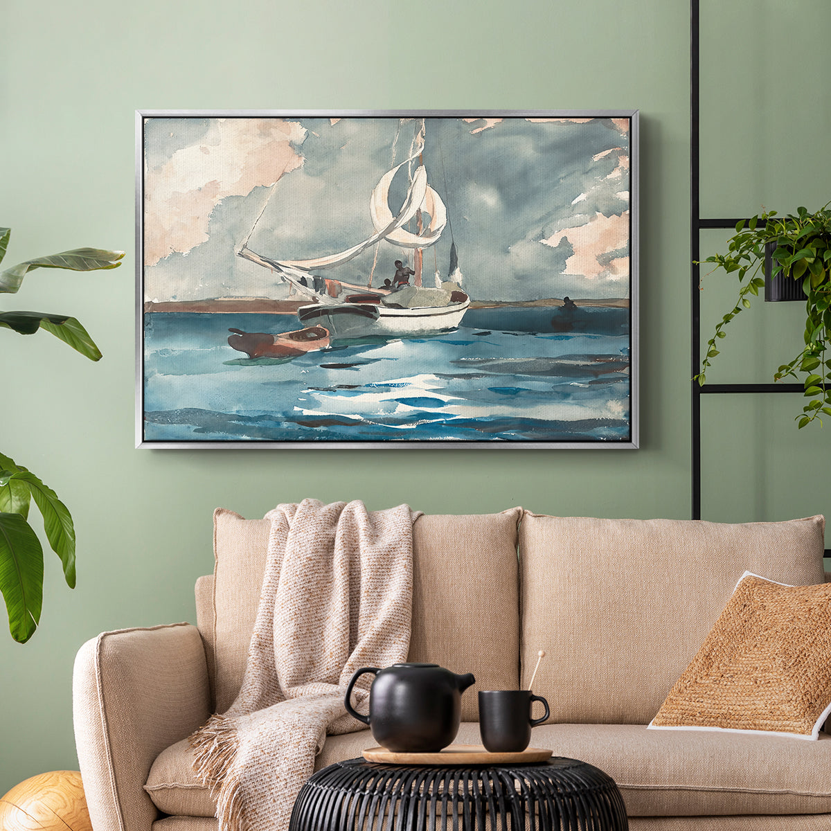Sloop, Nassau, 1899 - Floater Framed Canvas Print