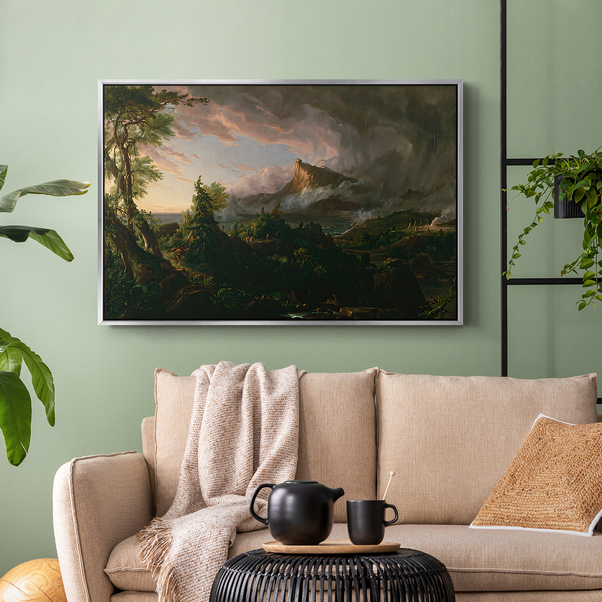 The Course of Empire: The Savage State, 1834 - Floater Framed Canvas Print