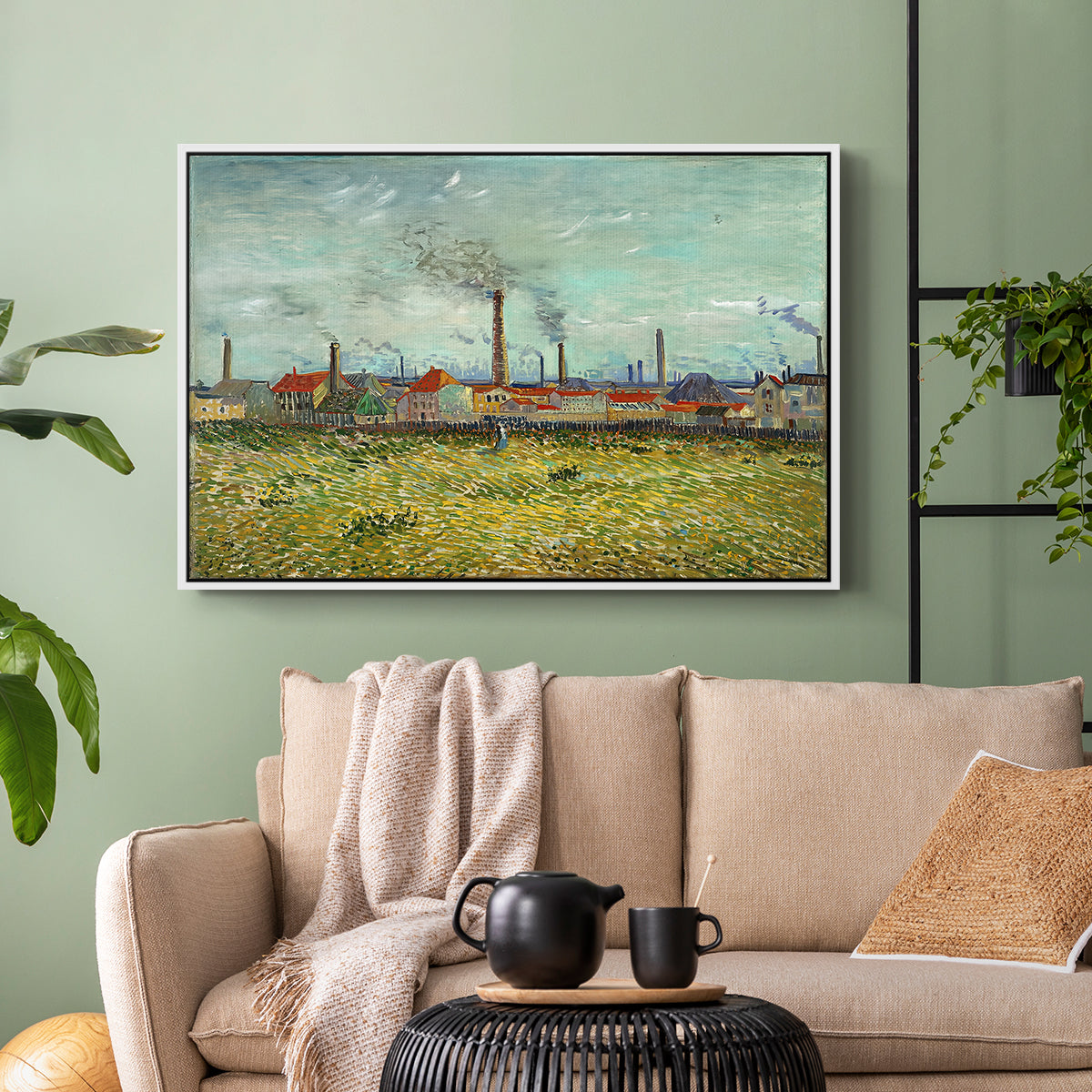 Factories at Clichy, 1887 - Floater Framed Canvas Print