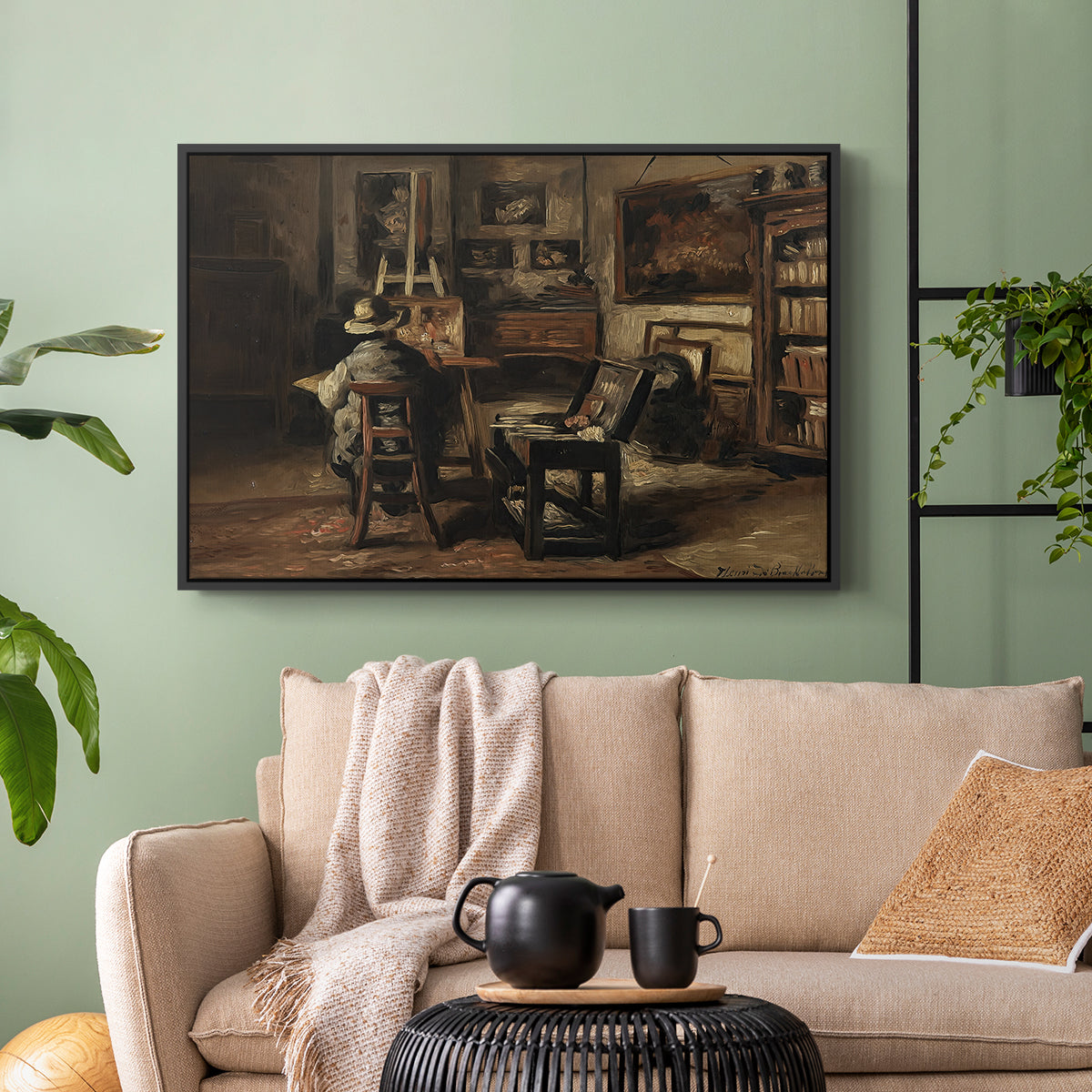 The Studio of Ferdinand De Braekeleer I, Father of the Painter, c. 1873-1885 - Floater Framed Canvas Print