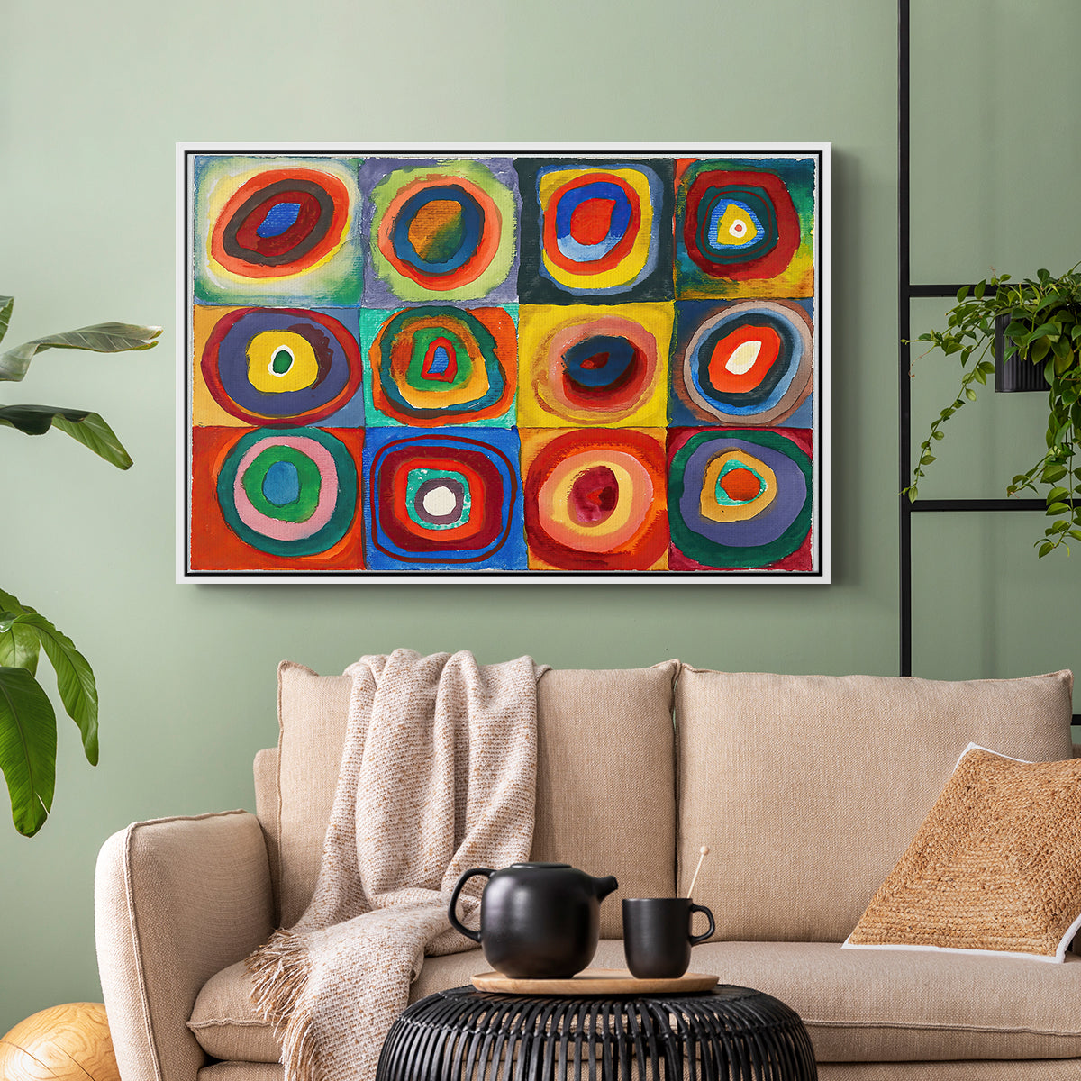 Color Study: Squares with Concentric Circles, 1913 - Floater Framed Canvas Print