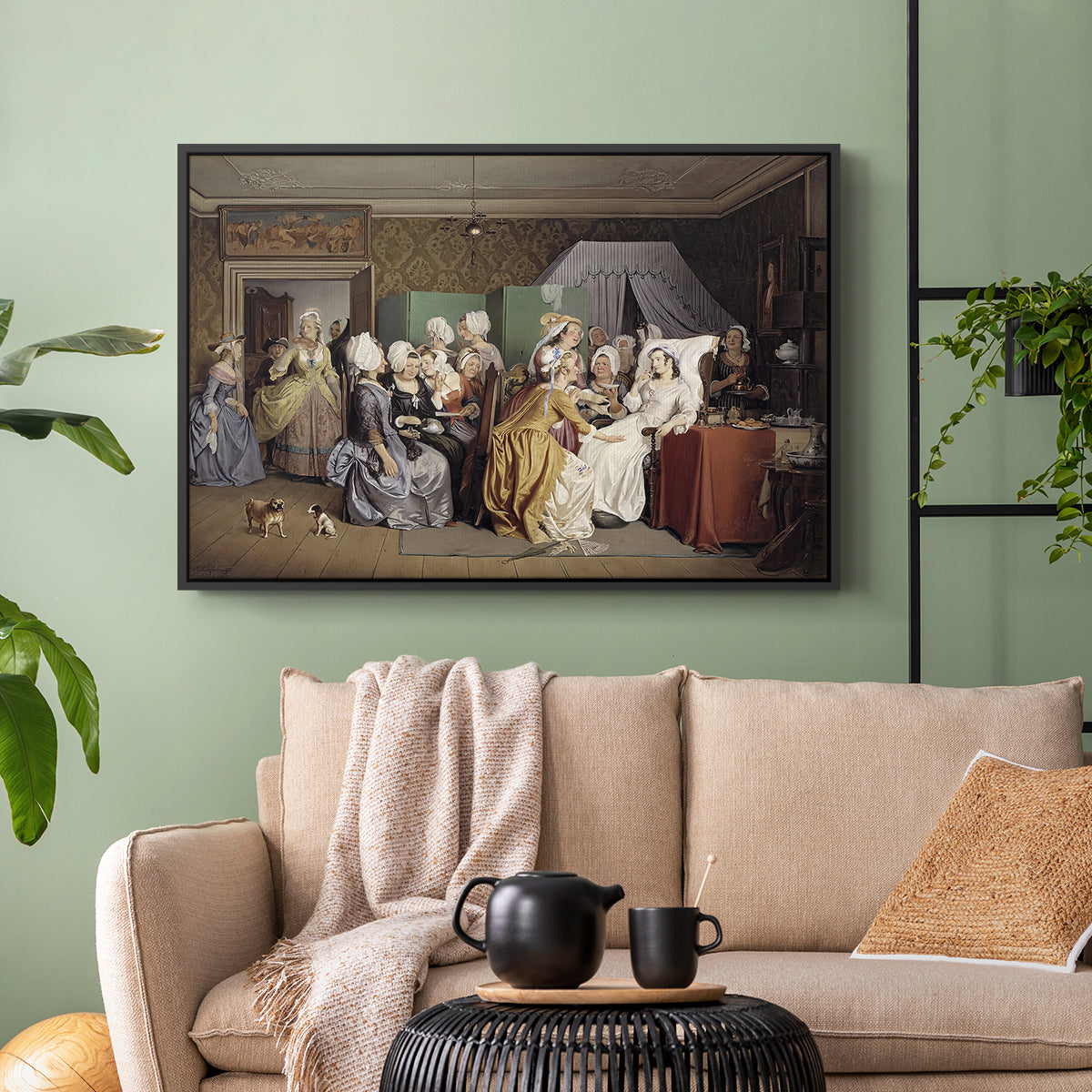 The Maternity Room (Scene from "Barselstuen"), 1845 - Floater Framed Canvas Print