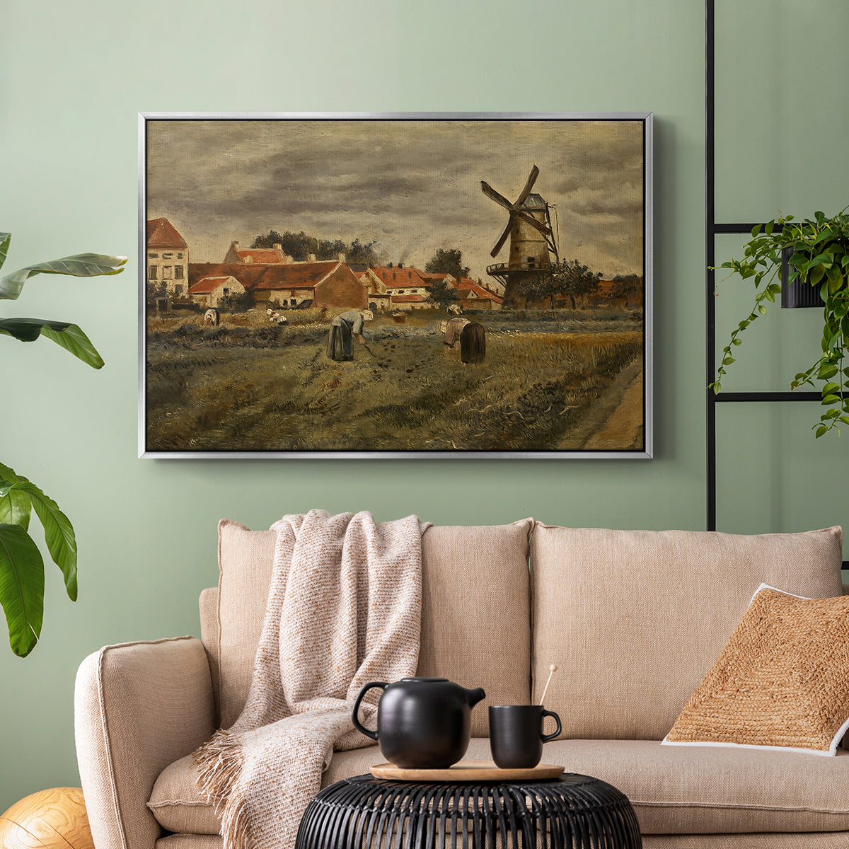The Potato Harvest, c. 1875 - Floater Framed Canvas Print