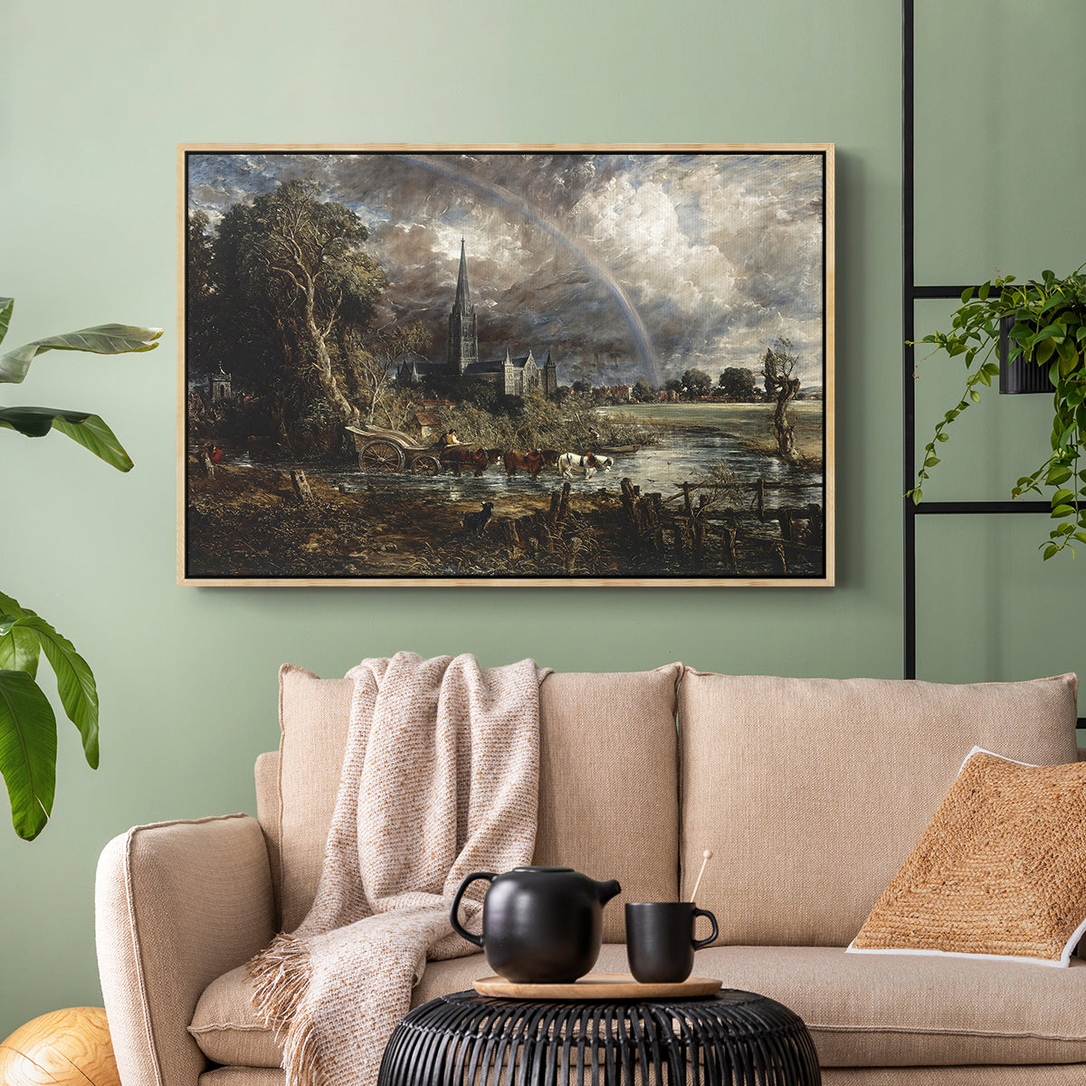 Salisbury Cathedral from the Meadows (Detail), 1831 - Floater Framed Canvas Print