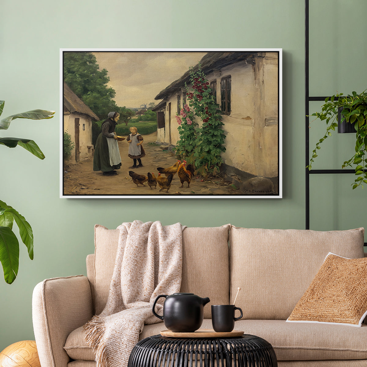 Visit to Grandmother, 1914 - Floater Framed Canvas Print
