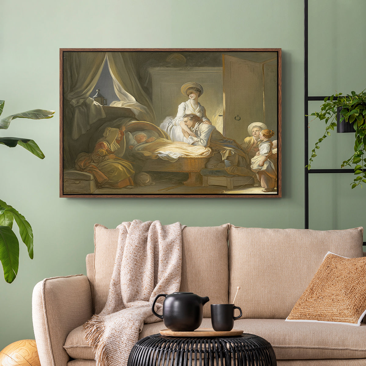 The Visit to the Nursery, c. 1775 - Floater Framed Canvas Print
