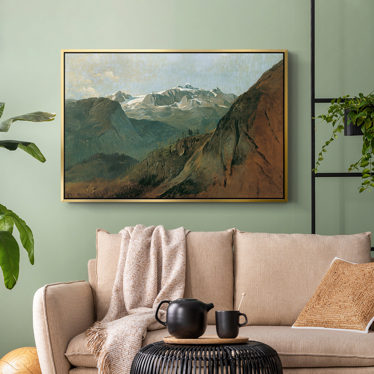 The Dachstein from the Plassen near Hallstatt, 1827 - Floater Framed Canvas Print