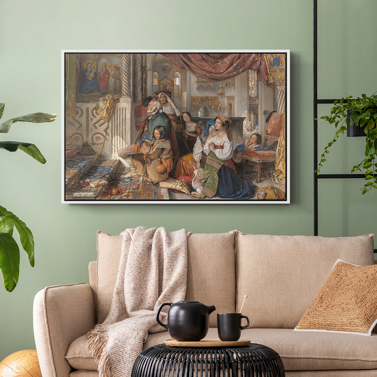 Roman Pilgrims, 1854 - Floater Framed Canvas Print