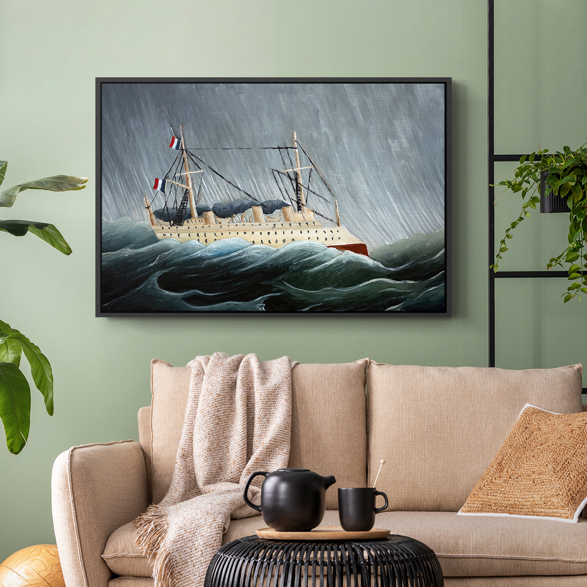 A Ship in the Storm, c. 1899 - Floater Framed Canvas Print