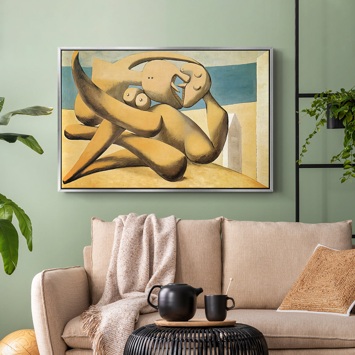Figures at the Seaside (The Kiss), 1931 - Floater Framed Canvas Print