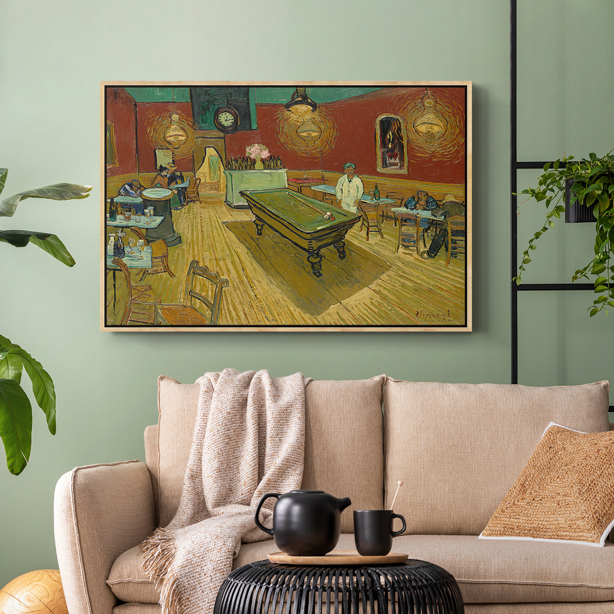 The Night Café, 1888 - Floater Framed Canvas Print