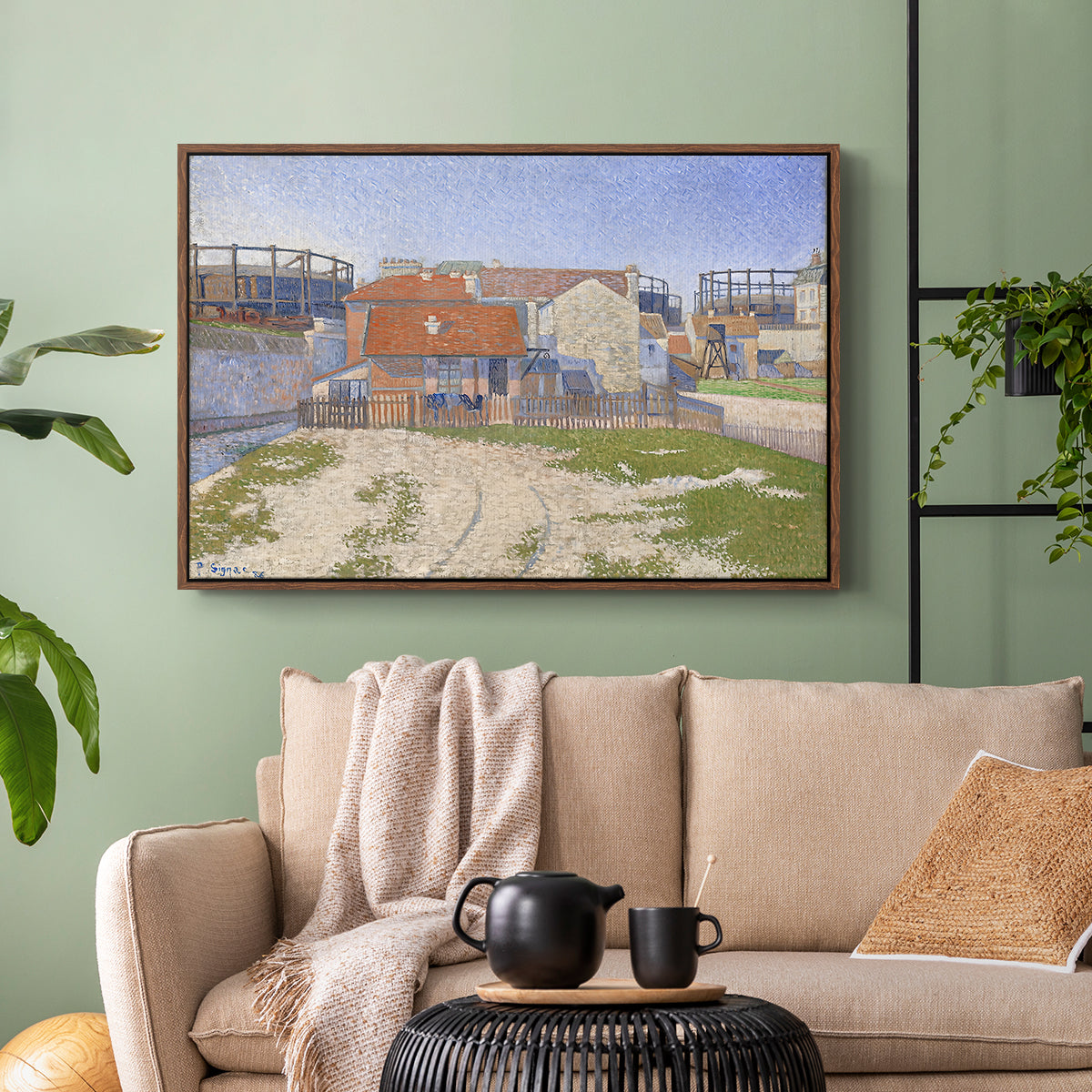 Gasometers at Clichy, 1886 - Floater Framed Canvas Print