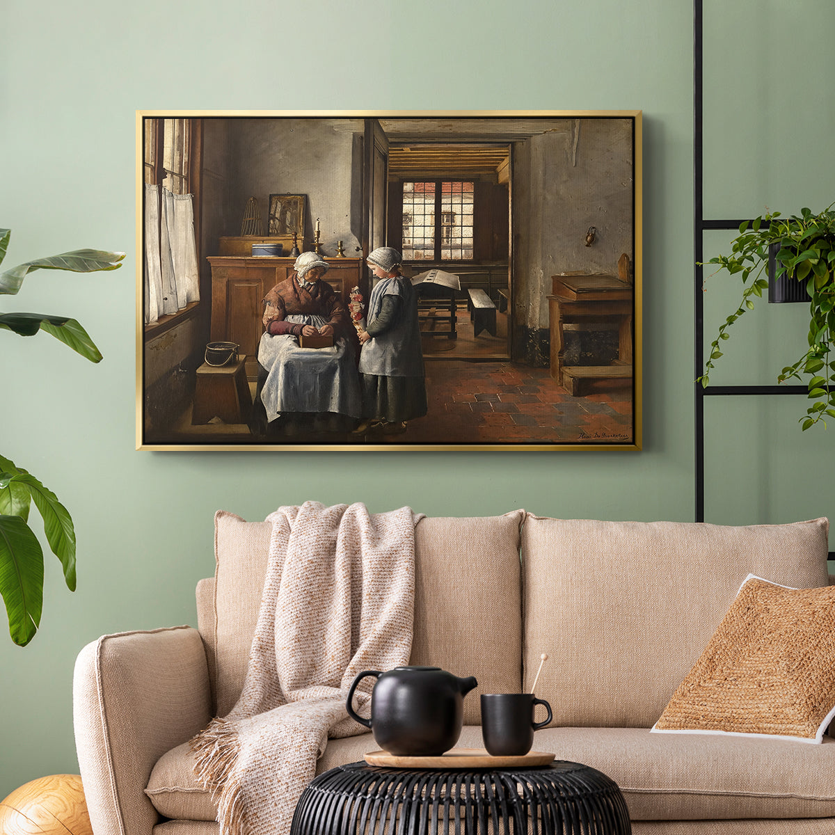 Grandmother's Feast, 1873 - Floater Framed Canvas Print