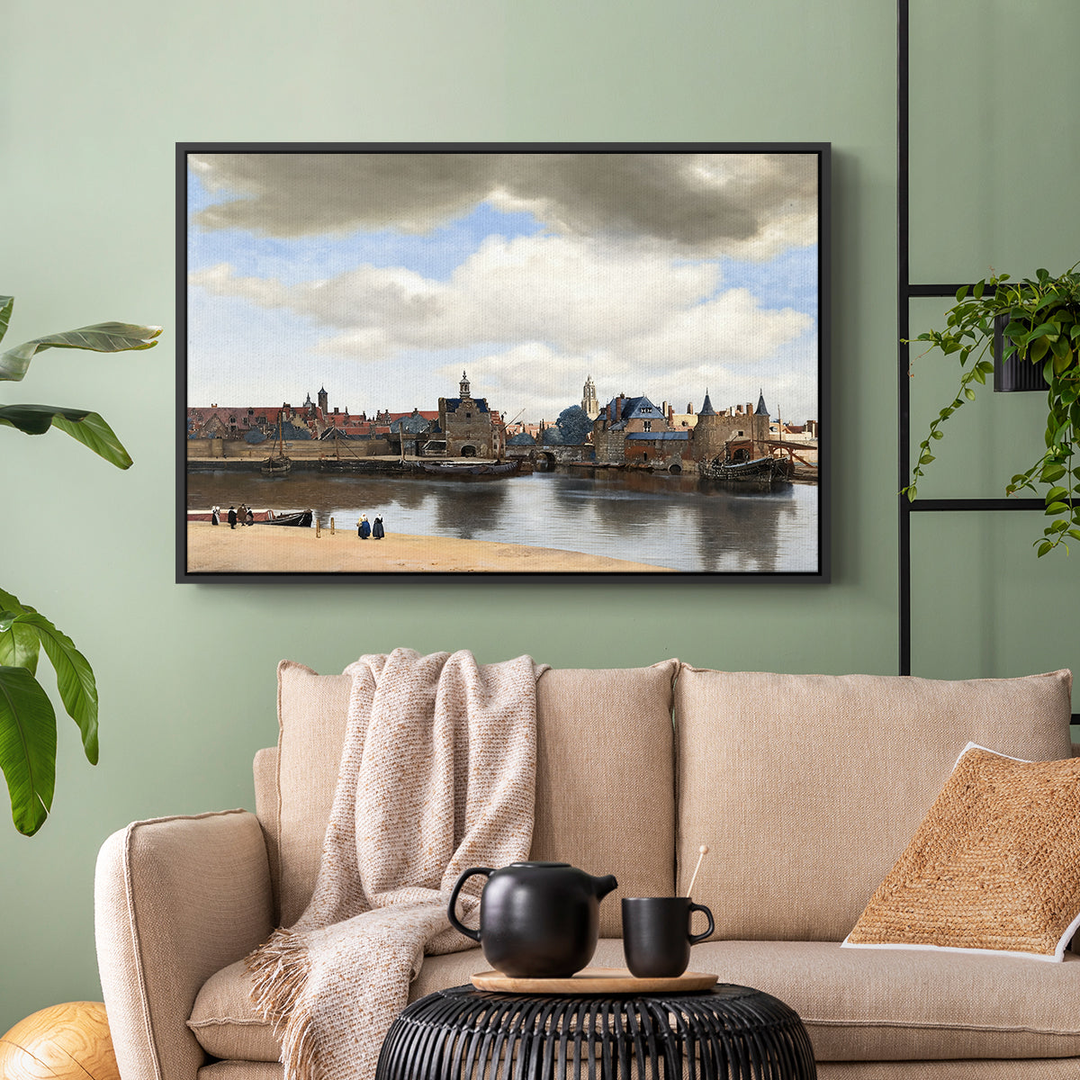 View of Delft, c. 1660-1661 - Floater Framed Canvas Print