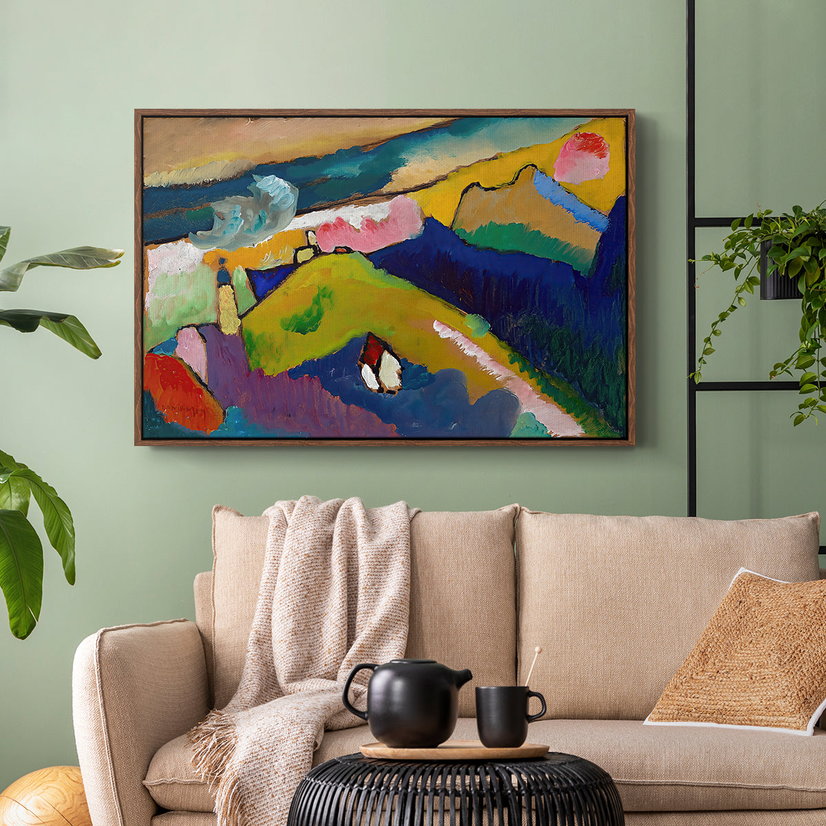 Murnau Mountain Landscape with Church, 1910 - Floater Framed Canvas Print