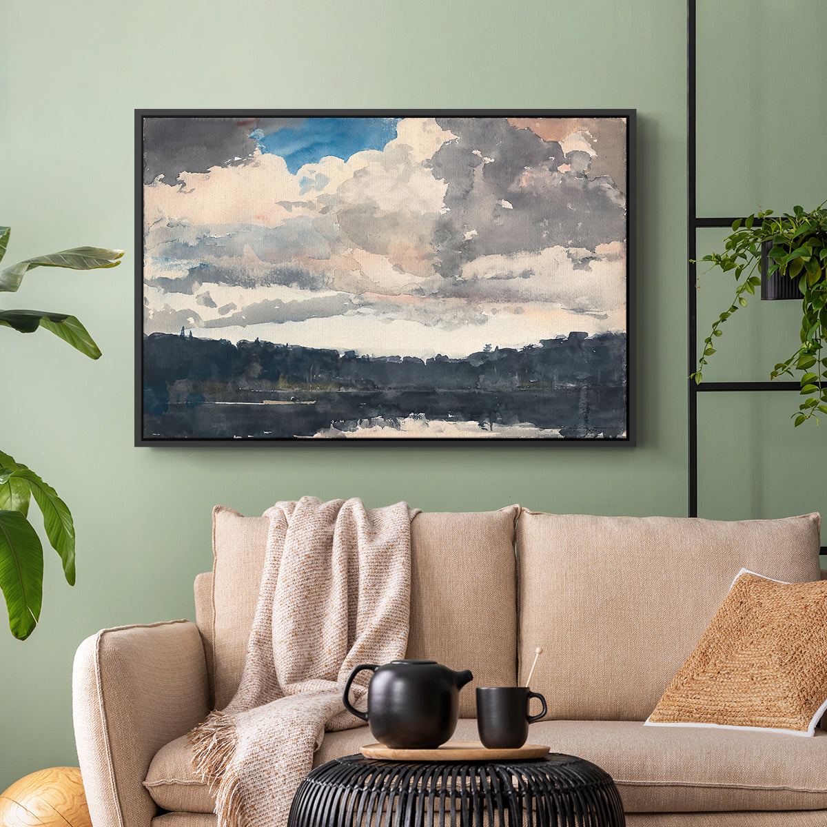 The Lone Boat, North Woods Club, Adirondacks, 1892 - Floater Framed Canvas Print