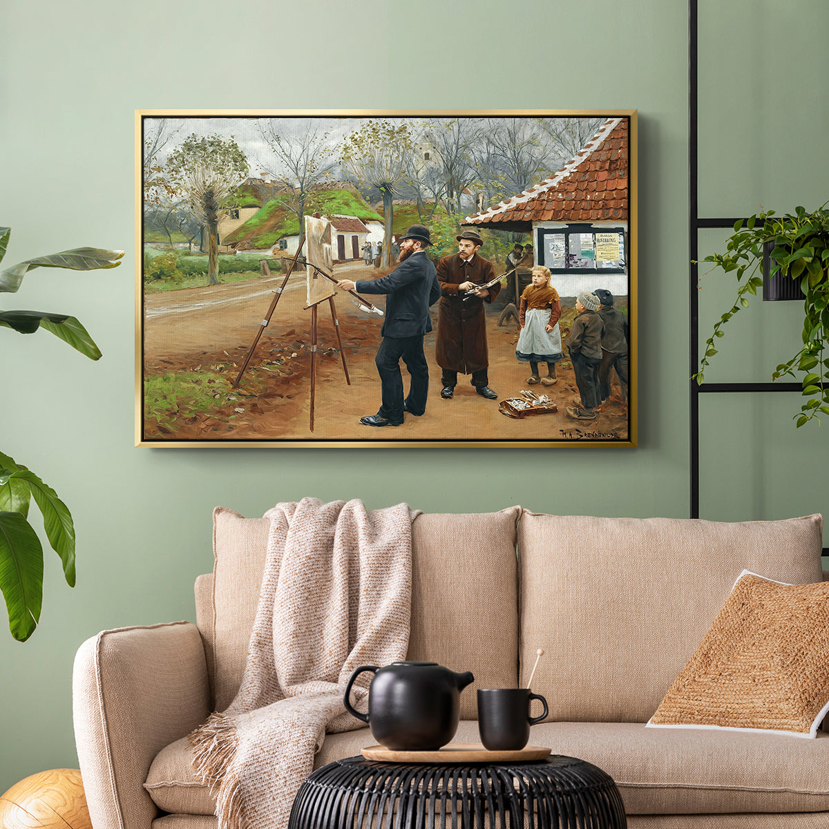 L. A. Ring Painting near Aasum Smithy, 1893 - Floater Framed Canvas Print